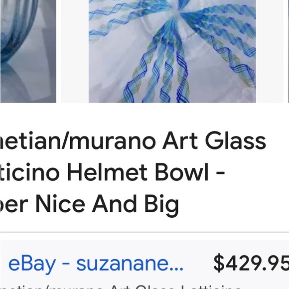 Venetian/Murano ART GLASS Latticino Helmet Bowl - Picture 3 of 3